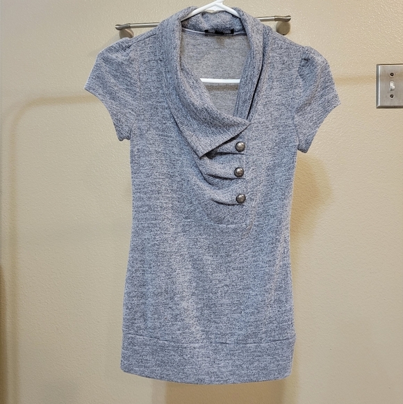I.N. San Francisco Women Flap Collar Grey blouse Size S - Picture 1 of 4